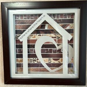 New View 3D “Home is where the heart is” 9” Square Glass / Wooden Wall Hanging